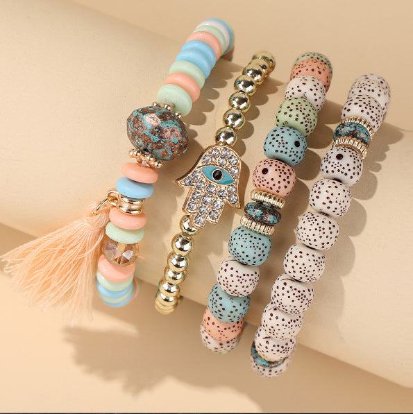 Wholesale Ethnic Multilayer Linden Beaded Alloy Bracelet